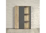 Highboard HOME AFFAIRE "Estepona", grau (anthrazit mit coast evoke oak), B:91cm H:132cm T:34cm, Sideboards, Highboard, Vitrine, Tür mit Rillen-Optik, Breite 91 cm