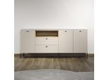 Sideboard HOME AFFAIRE "San Pedro", beige (kaschmir und eiche), B:197cm H:85cm T:42cm, Sideboards, Sideboard, Anrichte mit Griffen und Füßen aus Metall - (B/T/H) 197/42/85 cm