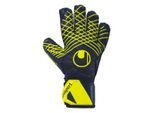 Torwarthandschuhe UHLSPORT "Torwarthandschuhe Prediction Supersoft", Herren, Gr. 11, blau (marine, weiß, fluo gelb), Obermaterial: 81% Gummi rubber. 13% Polyester PES. 6% Nylon NY., Handschuhe Torwarthandschuhe