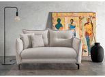 Ecksofa HOME AFFAIRE "Lazio modern und bequem, schmale Armlehnen, tolle Detailverarbeitung", beige (silber), B:255cm H:94cm T:110cm, 93% Polyester, 7% Polyamid, Sofas, Ecksofa, zwei verschiedene Fußfarben wählbar