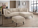 Ecksofa HOME AFFAIRE "Lazio modern und bequem, schmale Armlehnen, tolle Detailverarbeitung", beige, B:255cm H:94cm T:160cm, 93% Polyester, 7% Polyamid, Sofas, Ecksofa, zwei verschiedene Fußfarben wählbar