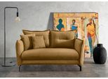 Ecksofa HOME AFFAIRE "Lazio modern und bequem, schmale Armlehnen, tolle Detailverarbeitung", braun (gold), B:255cm H:94cm T:110cm, 93% Polyester, 7% Polyamid, Sofas, Ecksofa, zwei verschiedene Fußfarben wählbar
