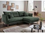 Ecksofa HOME AFFAIRE "Lazio modern und bequem, schmale Armlehnen, tolle Detailverarbeitung", grün (moosgrün), B:255cm H:94cm T:180cm, 93% Polyester, 7% Polyamid, Sofas, Ecksofa, zwei verschiedene Fußfarben wählbar