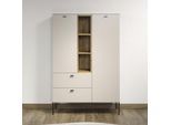 Highboard HOME AFFAIRE "San Pedro", beige (kaschmir und eiche), B:93cm H:140cm T:42cm, Sideboards, Highboard, Highboard, 2 Türen, 2 Schubkasten & Soft-Close - (B/T/H) 93/42/140 cm