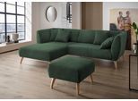Ecksofa HOME AFFAIRE "Lazio modern und bequem, schmale Armlehnen, tolle Detailverarbeitung", grün (moos), B:255cm H:94cm T:160cm, 93% Polyester, 7% Polyamid, Sofas, Ecksofa, zwei verschiedene Fußfarben wählbar