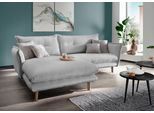 Ecksofa HOME AFFAIRE "Lazio modern und bequem, schmale Armlehnen, tolle Detailverarbeitung", grau (grau, blau, zierkissen grau), B:255cm H:94cm T:180cm, 100% Polyester, Sofas, Ecksofa, zwei verschiedene Fußfarben wählbar