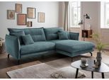 Ecksofa HOME AFFAIRE "Lazio modern und bequem, schmale Armlehnen, tolle Detailverarbeitung", petrol, B:255cm H:94cm T:180cm, 93% Polyester, 7% Polyamid, Sofas, Ecksofa, zwei verschiedene Fußfarben wählbar