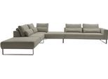 Ecksofa MUSTERRING, grau (taupe), B:308cm H:88cm T:290cm, 85% Polyester, 15% Viskose, Sofas, Ecksofa, mit Zwischenhocker, wahlweise mit Funktion und Kissen, Maße 290 x 308