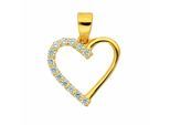 Herzkette ADELIA´S "Halskette - Herzkette mit Anhänger Herz mit Zirkonia aus 333", gold, Halsketten, Damen, Gelbgold 333 Gold, Gelbgold 333, Gold, Herzkette, Schmuckset mit bis 45 cm stufenlos verstellbarer 925 Silber Halskette