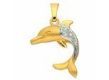 Kettenanhänger ADELIA´S "Anhänger Delphin 333 Gold ( 8K ) mit Zirkonia", silber, Schmuckanhänger, Mädchen, mit Zirkonia, Gold, Kettenanhänger, Goldanhänger Delphin