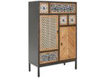 Landscape Kommode, Mehrfarbig, Natur, Schwarz, Metall, Tanne, massiv, 2 Fächer, 5 Schublade(n) Schubladen, 80x124.5x38 cm, stehend, Wohnzimmer, Kommoden & Sideboards, Kommoden