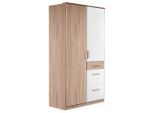 Mid.you Drehtürenschrank Wimex Cariba, Weiß, Eiche, Holzwerkstoff, 3 Fächer, 3 Schublade(n) Schubladen, 90x199x58 cm, Beimöbel erhältlich, Kinder- & Jugendzimmer, Jugendmöbel, Jugendkleiderschränke