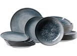 Tafelservice RITZENHOFF & BREKER "Grana", blau (grau), 18, Steinzeug, Geschirr-Sets, Tafelservice