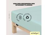 Spannbettlaken SCHLAFGUT "EASY JERSEY Bettlaken, 150 g/m², 100% Baumwolle, Spannbetttuch", blau (petrol light), L:200cm, Jersey, Obermaterial: 100% Baumwolle, Bettlaken, Spannbettlaken, Spannbettlaken bis 22 cm Höhe, bügelfrei, pflegeleicht, perfekter Sitz