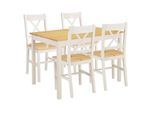 Essgruppe OTTO HOME "Willow", weiß (natur, weiß, natur, weiß), B:108cm H:73cm T:70cm, Massivholz, Sitzmöbel-Sets, Essgruppe, Esstisch mit 4 Stühlen, aus massivem Kiefernholz