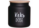 Keksdose RITZENHOFF & BREKER "Svart", schwarz, H:13cm Ø:12cm, Glas, Lebensmittelaufbewahrungsbehälter, mit Buchenholz-Deckel