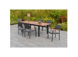 Gardenson , Graphitfarben, Grau, Naturfarben , Holz , Akazie,Akazie , massiv,massiv , Tisch ausziehbar, Stühle stapelbar , Gartenmöbel, Gartenmöbel-Sets, Gartengarnituren
