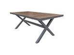 Gardenson , Braun, Dunkelgrau , Metall, Keramik , rechteckig , 75x202x100 cm , regenabweisend, UV-beständig, wetterbeständig , Gartenmöbel, Gartentische, Gartentische