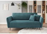 Ecksofa HOME AFFAIRE "Lazio modern und bequem, schmale Armlehnen, tolle Detailverarbeitung", blau (silber, zierkissen silber), B:255cm H:94cm T:102cm, 93% Polyester, 7% Polyamid, Sofas, Ecksofa, zwei verschiedene Fußfarben wählbar