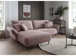 Ecksofa HOME AFFAIRE "Lazio modern und bequem, schmale Armlehnen, tolle Detailverarbeitung", rosa (silber, zierkissen silber), B:255cm H:94cm T:178cm, 93% Polyester, 7% Polyamid, Sofas, Ecksofa, zwei verschiedene Fußfarben wählbar