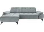 Ecksofa HOME AFFAIRE "Fiore modern und bequem, schmale Armlehnen, tolle Detailverarbeitung", grau (silber, zierkissen silber), B:255cm H:94cm, 93% Polyester, 7% Polyamid, Sofas, Ecksofa, zwei verschiedene Fußfarben wählbar