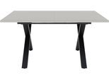 Esstisch MÄUSBACHER, grau (schwarz feinstruktur, glas kreidegrau glanz, schwarz feinstruktur, glas kreidegrau glanz), H:75cm, Tische, Esstisch, Esstisch ausziehbar auf 210 cm, eckige Tischform, Gestell X-Form