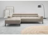 Ecksofa HOME AFFAIRE "Claya, 258 cm breit, L-Form, Kopfteilverstellung", sand, B:258cm H:71cm T:179cm, 95% Polyester, 5% Nylon, Sofas, Ecksofa, Moderne Steppung, weicher Polsteraufbau & saugroboterfreundliche Höhe