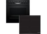 BOSCH Flex-Induktions-Herd-Set "HND679LS67", Energieeffizienz: A+, schwarz, Herdsets, Backwagen mit ausziehbarer Tür für bequemes Kochen & Backen, Flex-Induktions-Herd-Set