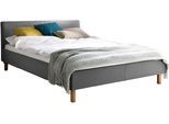 Polsterbett MEISE.MÖBEL "Lena in verschiedenen Breiten und Farben erhältlich", grau (hellgrau), L:205cm, Bezug Bett: Strukturstoff (100% Polyester), Betten, Polsterbett, Breite 120cm & 140cm, mit Holzfüßen