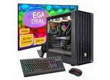 GAMEMAX Gaming-PC-Komplettsystem "MegaDeal CLAW BK 2782 AMD Ryzen 5 7500F 32GB DDR5 1TB SSD RTX 5060Ti", Energieeffizienz: E, schwarz, Microsoft Windows 11 Home (64 Bit), 32 GB RAM 1.000 GB SSD, Computer_Komplettsysteme, Windows 11, DDR5 RAM + MSI MAG 32C6 Curved Monitor, 80cm (32"), Gaming-PC-Komplettsystem