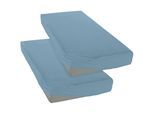 Spannbettlaken OTTO HOME "BLACKBERRY in BASIC und PREMIUM Qualität, 100% Baumwolle", blau (taubenblau), B:90cm L:200cm, Jersey (110 g/m²), Obermaterial: 100% Baumwolle, Bettlaken, Spannbettlaken, für hohe Matratzen bis 28 cm, Bettlaken, Spannbetttuch, pflegeleicht