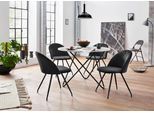 Essgruppe OTTO HOME "Emmajonas", schwarz-weiß (weiß, schwarz), Samtoptik, Sitzmöbel-Sets, Essgruppe, moderner runder Tisch in Marmoroptik