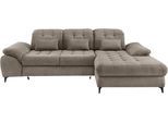 Ecksofa HOME AFFAIRE "Lazio modern und bequem, schmale Armlehnen, tolle Detailverarbeitung", beige (silber, zierkissen silber), B:255cm H:94cm T:189cm, 93% Polyester, 7% Polyamid, Sofas, Ecksofa, zwei verschiedene Fußfarben wählbar