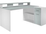 Schreibtisch HOME AFFAIRE "Chester", lichtgrau, weiß, weiß, lichtgrau, B:160cm H:92cm T:115cm, Tische, Schreibtisch, Gamingtisch mit Lowboard - Arbeitstisch Maße (B/T/H) 160/115/92 cm