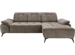Ecksofa HOME AFFAIRE "Lazio modern und bequem, schmale Armlehnen, tolle Detailverarbeitung", braun (silber, zierkissen silber), B:255cm H:94cm, 93% Polyester, 7% Polyamid, Sofas, Ecksofa, zwei verschiedene Fußfarben wählbar