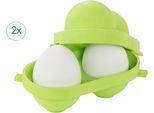Lunchbox RUCO "Eierbox, 2er Set", grün, B:12,5cm H:7cm L:7cm, Kunststoff, Lebensmittelaufbewahrungsbehälter, Lunchbox, Transportbox, Eierkorb, Made in Germany