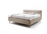 Polsterbett MEISE.MÖBEL "Lotte", beige, L:217cm, Bezug Bett: Strukturstoff (100% Polyester), Betten, Polsterbett, mit Lattenrost und Bettkasten