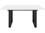 Esstisch MÄUSBACHER, schwarz feinstruktur, glas ice weiß glanz, schwarz feinstruktur, glas ice weiß glanz, H:75cm, Tische, Esstisch, Esstisch ausziehbar auf 210 cm, eckige Tischform, Gestell U-Form