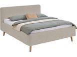 Polsterbett MEISE.MÖBEL "Mattis", beige, B:201cm H:105cm L:218cm, Bezug Bett: Teddy (100% Polyester), Betten, Polsterbett, Topseller, wahlweise mit Bettkasten