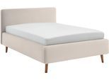 Polsterbett MEISE.MÖBEL "Mattis", weiß (ivory), B:161cm H:105cm L:218cm, Bezug Bett: Struktur Gewebe (100% Polyester), Betten, Polsterbett, Topseller, wahlweise mit Bettkasten