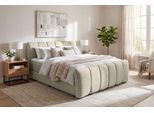 Boxbett OTTO HOME "DORA, Doppelbett inkl. Bettkasten, Federkernbett, Breiten: 160, 180 cm", beige, B:165cm L:220cm, Hartfaserplatte, Kunststoff, Massivholz, Polyester, Spanplatte, Komplettbetten, Boxbett: 5-Z-Taschenfederkern im Unterbau, Härtegrad 3, inkl. Topper