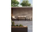 Gartenlounge-Set VENTURE HOME "Catania, großzügiges Outdoor-Set für hohen Sitzkomfort", beige, schwarz, beige, schwarz, B:179cm H:67cm T:135cm, Glas, Polyester, Stahl, Sitzmöbel-Sets, Gartenlounge-Set, Loungemöbel mit Stoffbezug, angenehm, weich
