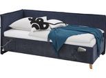 Kinderbett MEISE.MÖBEL "FUN II", blau (dunkelblau, dunkelblau), B:133cm L:215cm, Betten, Kinderbett, Polsterbett wahlweise mit Bettkasten, Jugendbett inkl. USB-Anschluss