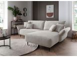 Ecksofa HOME AFFAIRE "Lazio modern und bequem, schmale Armlehnen, tolle Detailverarbeitung", silber (silber, zierkissen silber), B:255cm H:94cm T:178cm, 93% Polyester, 7% Polyamid, Sofas, Ecksofa, zwei verschiedene Fußfarben wählbar