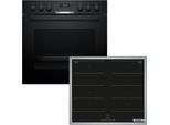BOSCH Flex-Induktions-Herd-Set "HND619LS67", Energieeffizienz: A+, schwarz, Herdsets, Backwagen mit ausziehbarer Tür für bequemes Kochen & Backen, Flex-Induktions-Herd-Set