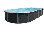 Ovalpool KWAD "Green line Evolution", grau (design, innenfarbe: grau), B:370cm H:132cm L:610cm, Schwimmbecken, Ovalpool, 6,1x3,7x1,32 design Folie in blau, sand oder grau erhältlich