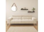 2-Sitzer DOMO COLLECTION "Trento, mit Kufenfuß oder Einzelfuß", beige (creme), B:208cm H:79cm T:104cm, 100% Polyester, Sofas, 2-Sitzer, whlw. verstellbare Kopfteile, passend für gängige Saugroboter