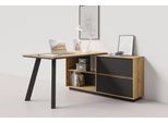 Schreibtisch BYLIVING "TALOS", evoke eiche (eiche, optik), evoke eiche (eiche, optik), B:138cm H:75cm T:150cm, Tische, Schreibtisch, Tischplatte Evoke Eiche, aufgedoppelt, zweifarbige Kante, Schubkästen