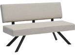 Sitzbank BYLIVING "TORONTO", taupe, schwarz, B:138cm H:83cm T:60cm, Stahl, Stoff, Sitzbänke, Sitzbank, Webstoff, bis 160 kg, Taschenfederkern, 4-Fußgestell, 3 Sitzplätze