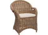 Landscape Stuhl, Creme, Grauweiß, Holz, Textil, Rattan, massiv, 64x88x56 cm, Esszimmer, Stühle, Esszimmerstühle